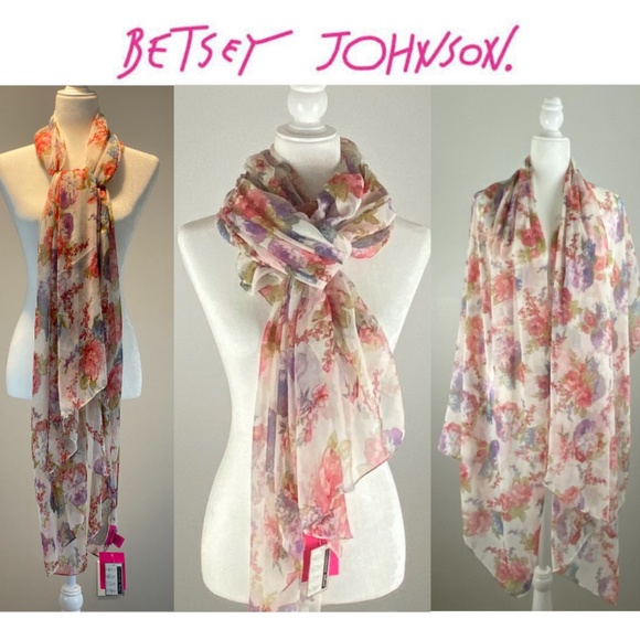 Betsey Johnson Accessories - SOLD OUT! Betsey Johnson Sheer Floral Scarf Wrap